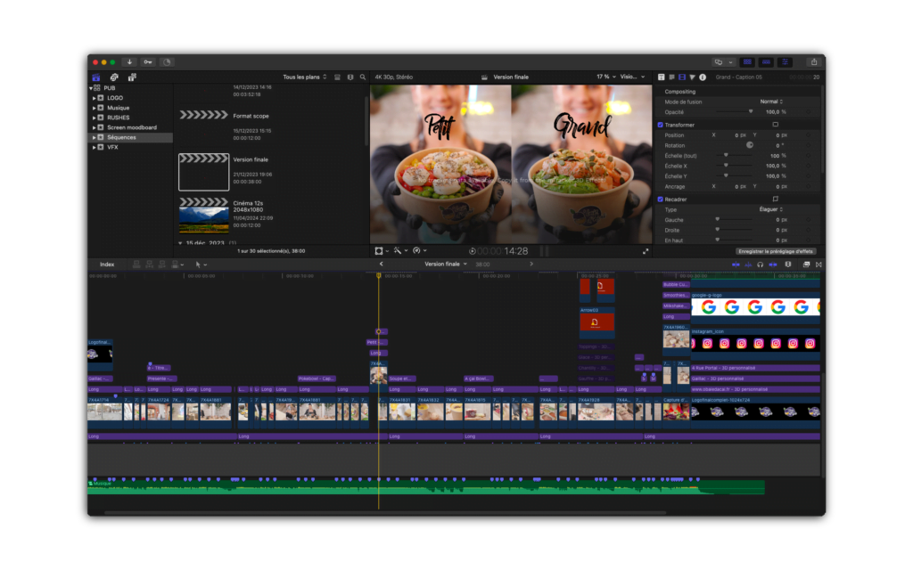 demonstration de montage d'une vidéo